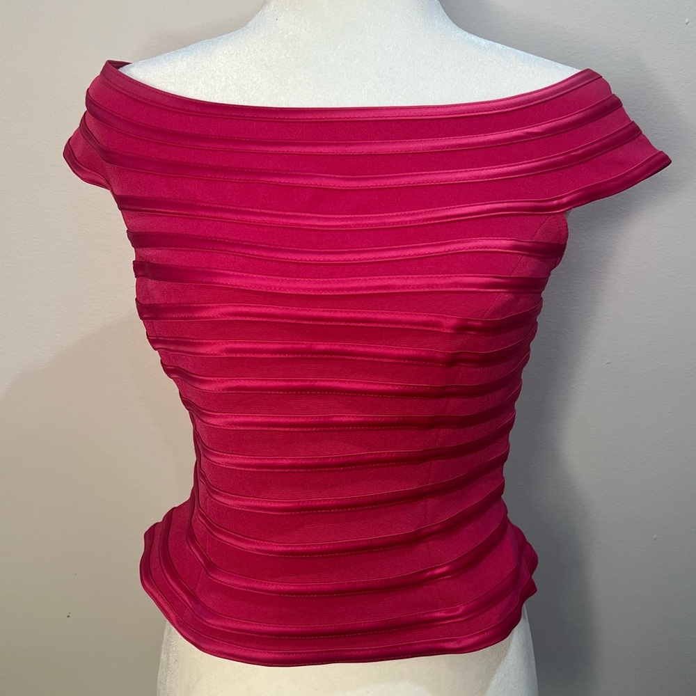JS Collections Rosy Pink Off-Shoulder Bandage Top – Size 6